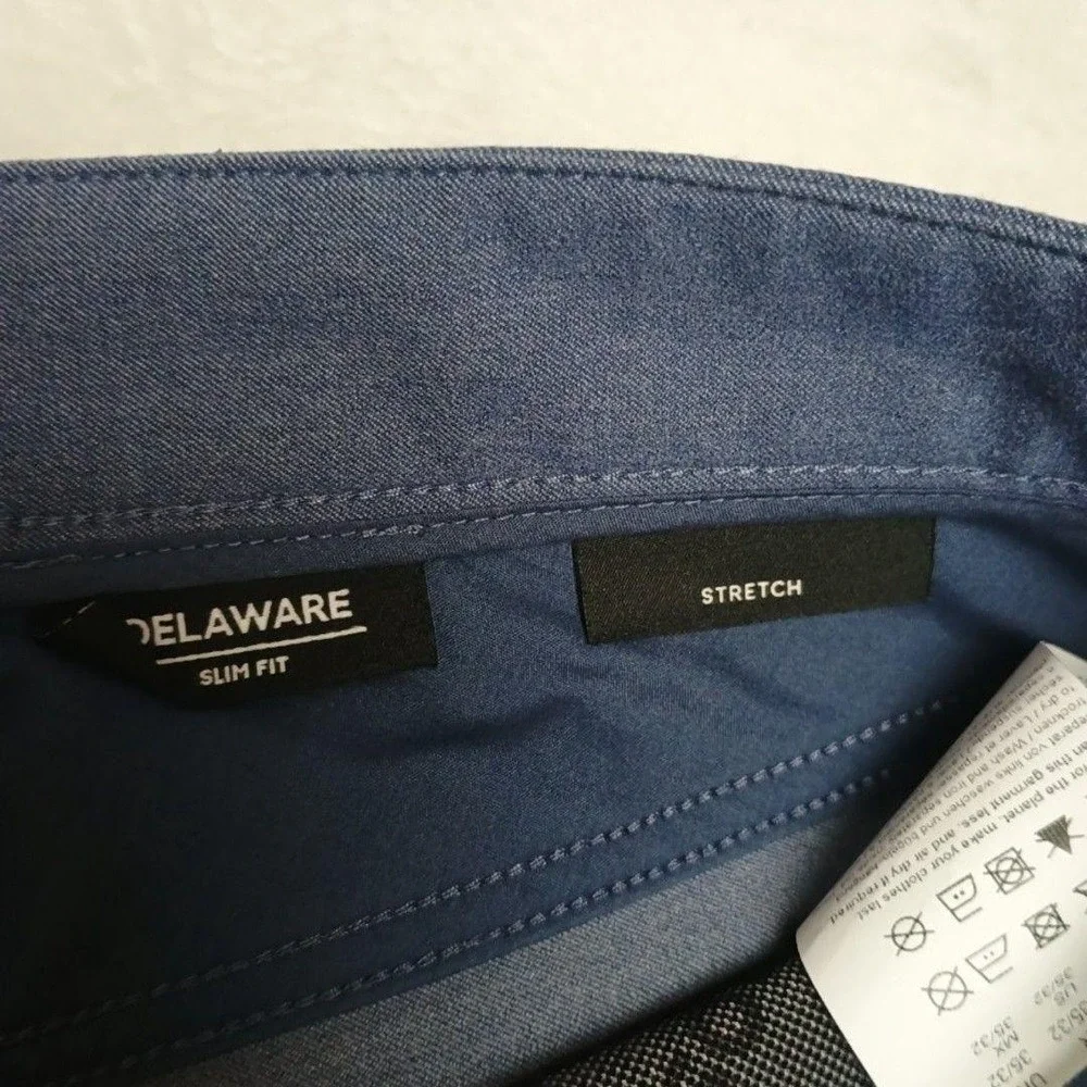 Hugo Boss Pants Men 35x32 Blue Delaware Slim Fit Microfiber Stretch Tapered Work